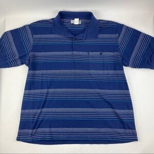 Haband Polo Mens XL Blue Striped Short Sleeve Pocket